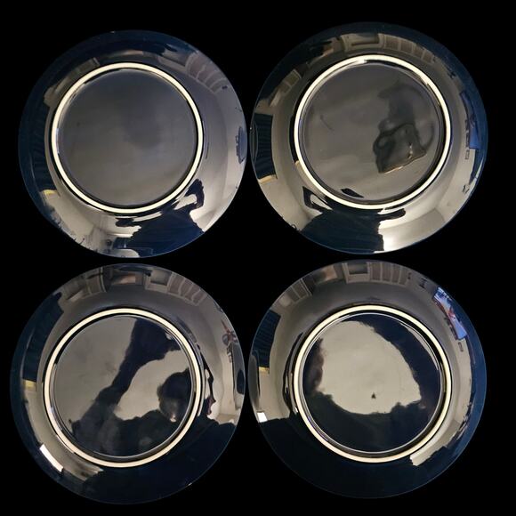 Set of 4 Vintage Blue Ceramic Plates 7.5" Glossy Finish Modern Minimalist - Picture 5 of 5